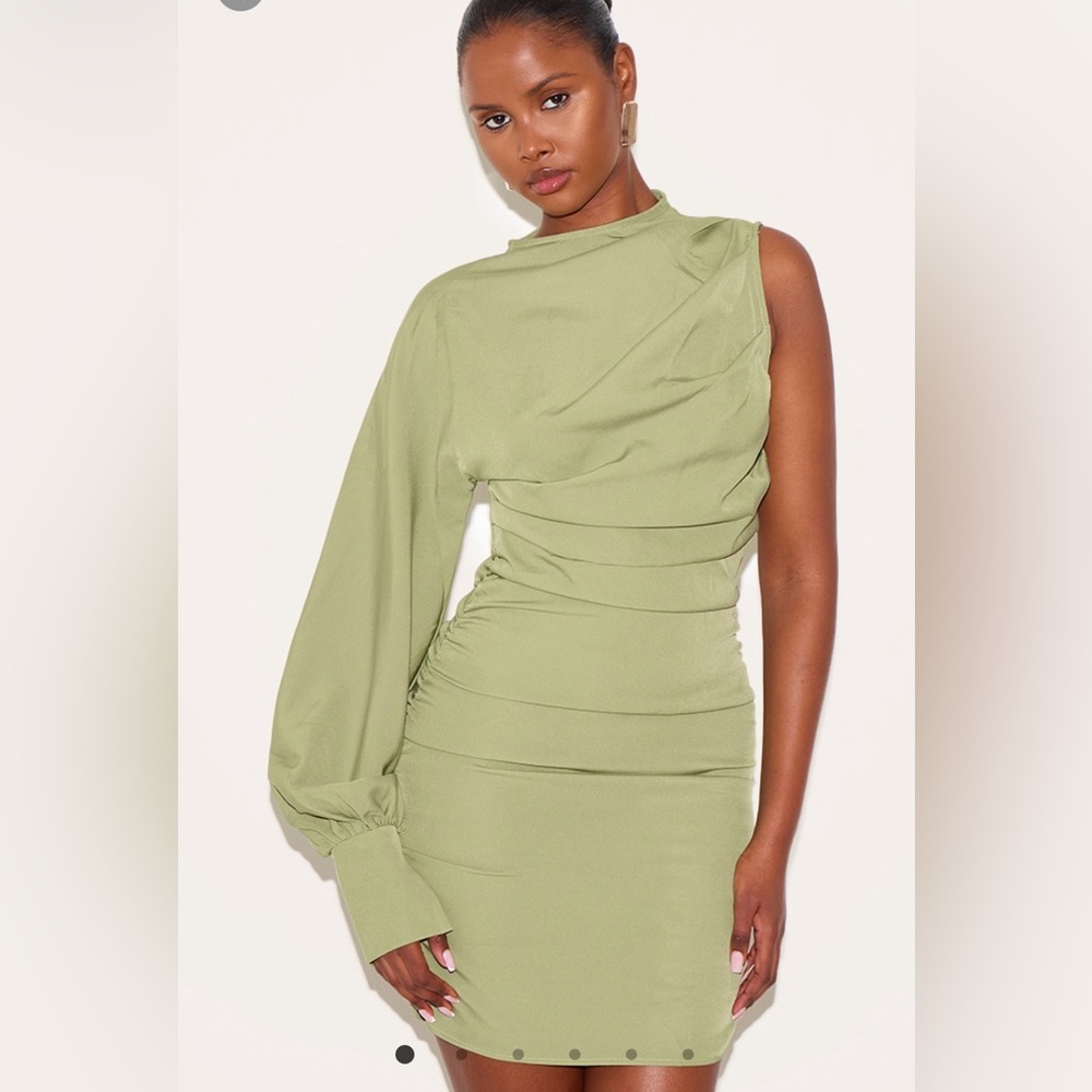 Sage Green one shoulder dress